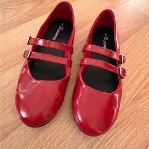 No Boundaries Red Patent Double-Strap Mary Jane Flats